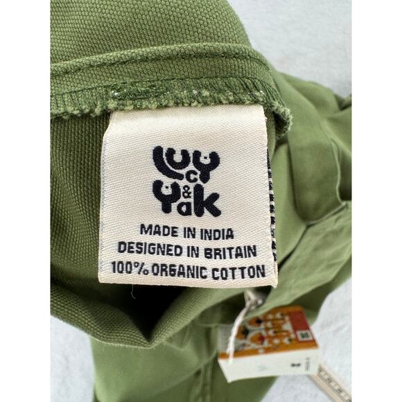 Lucy & Yak Olive Green Dungarees Cotton Twill Overalls Jumpsuit 12 Large XL NWT - Picture 7 of 8